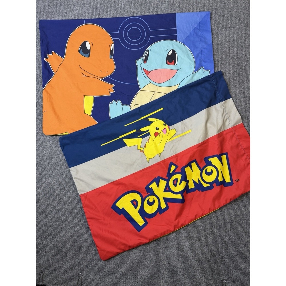 Pokemon Standard Pillowcases Lot of 2 Pikachu Charmander‎ Squirtle Bulbasaur